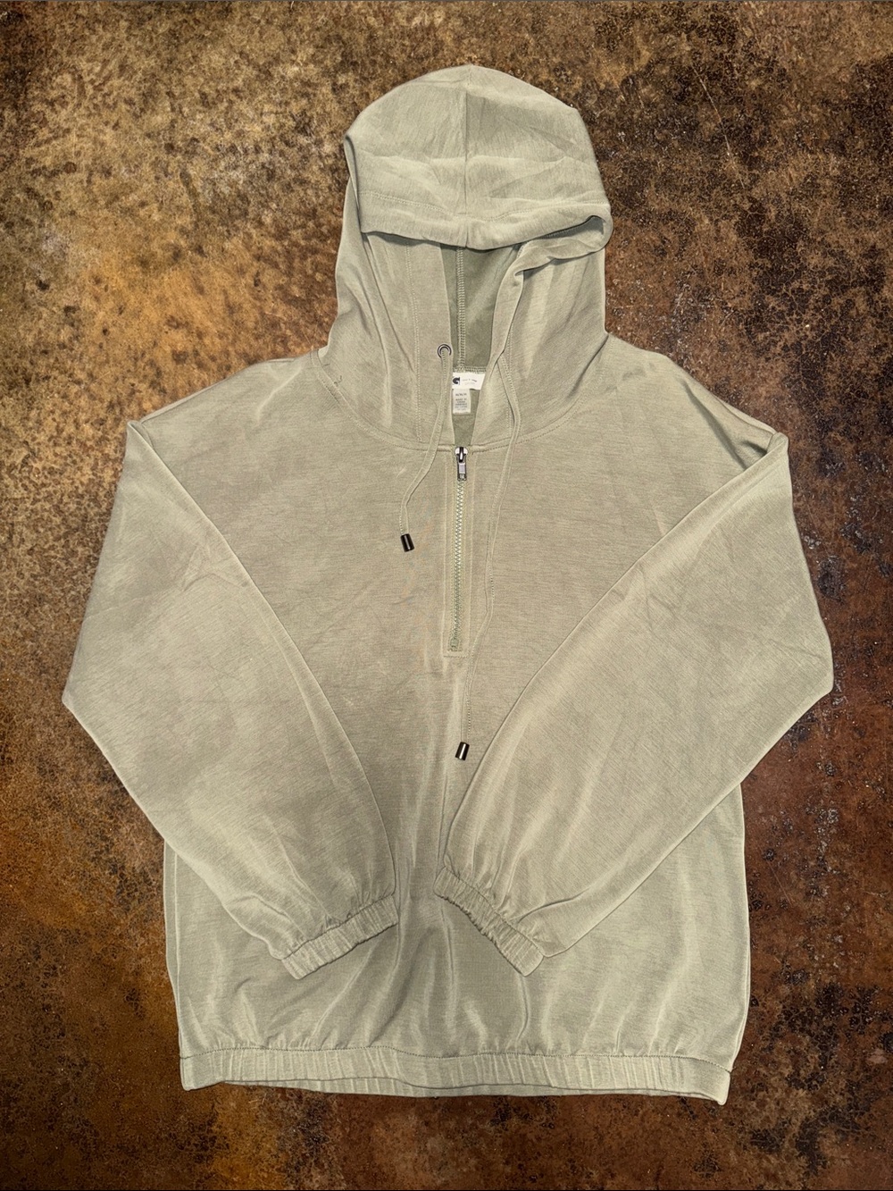 Cable & Gauge Sage Green Half-Zip Hooded Pullover